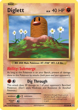 Diglett 55/108 - XY Evolutions Reverse Holofoil