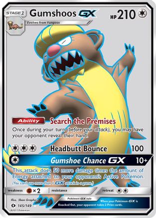 Gumshoos GX (Full Art) 145/149 - Sun & Moon Holofoil