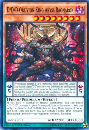 D/D/D Oblivion King Abyss Ragnarok (SDPD-EN012) - Structure Deck: Pendulum Domination 1st Edition