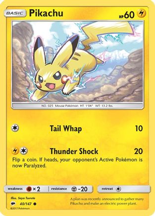 Pikachu 40/147 - SM Burning Shadows Reverse Holofoil