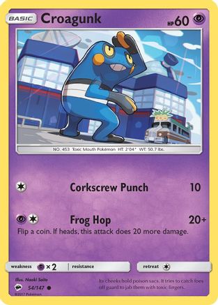 Croagunk 54/147 - SM Burning Shadows Reverse Holofoil