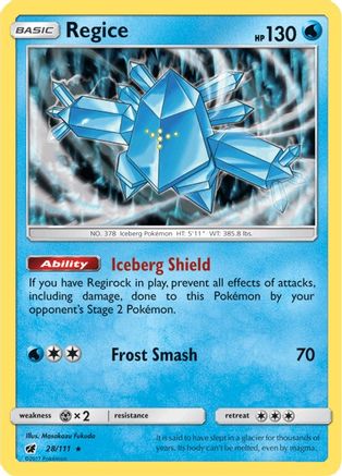 Regice 28/111 - SM Crimson Invasion Holofoil