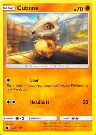 Cubone 52/111 - SM Crimson Invasion Reverse Holofoil