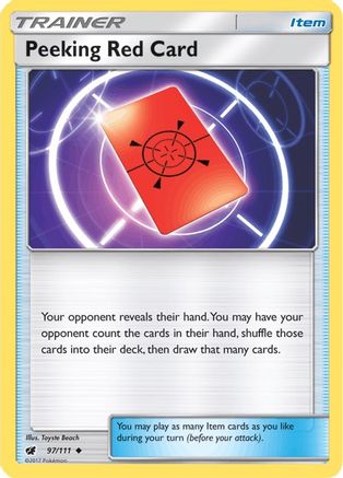 Peeking Red Card 97/111 - SM Crimson Invasion Reverse Holofoil