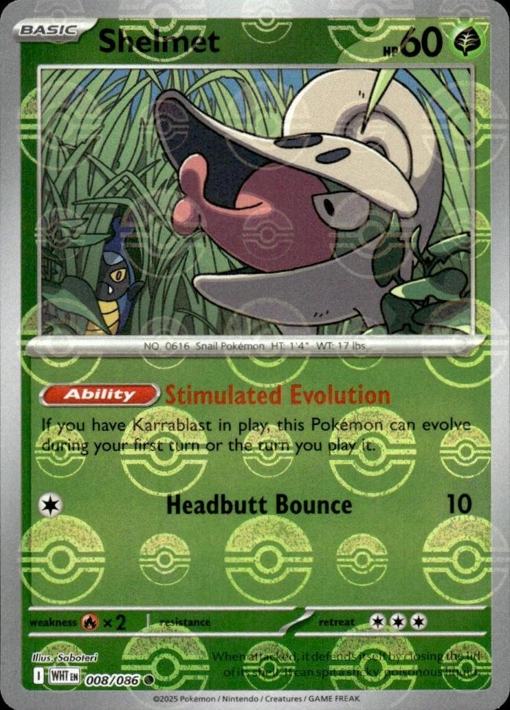 Shelmet (Poke Ball Pattern) 8 - SV White Flare Holofoil