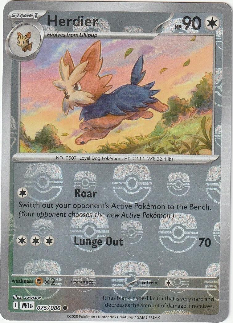 Herdier (Master Ball Pattern) 75 - SV White Flare Holofoil