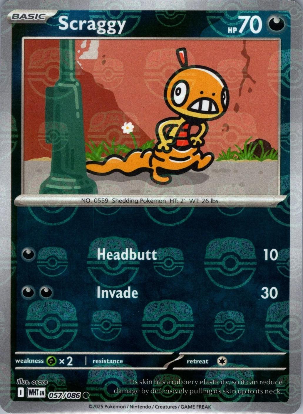 Scraggy (Master Ball Pattern) 57 - SV White Flare Holofoil