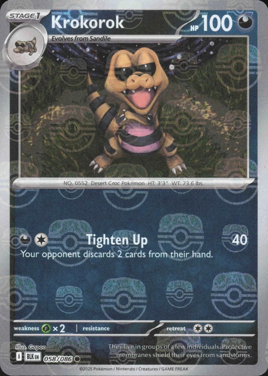Krokorok (Master Ball Pattern) 58 - SV Black Bolt Holofoil