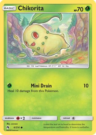 Chikorita (6) 6/214 - SM Lost Thunder Reverse Holofoil