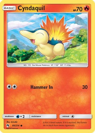 Cyndaquil (40) 40/214 - SM Lost Thunder Reverse Holofoil