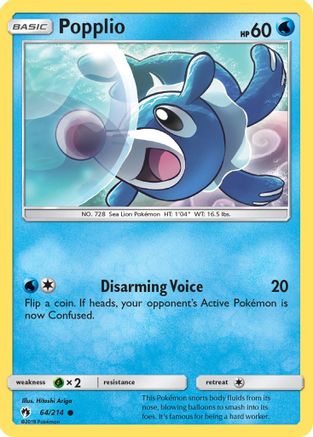 Popplio (64) 64/214 - SM Lost Thunder Reverse Holofoil