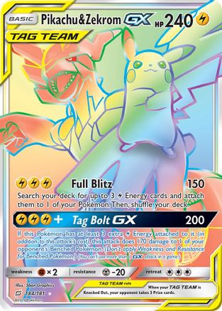 Pikachu & Zekrom GX (Secret) 184/181 - SM Team Up Holofoil