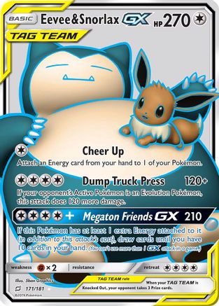 Eevee & Snorlax GX (Full Art) 171/181 - SM Team Up Holofoil