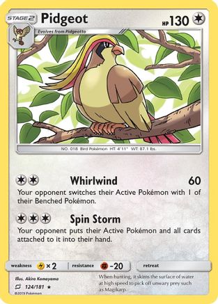 Pidgeot 124/181 - Team Up Reverse Holofoil