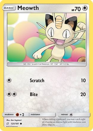 Meowth 125/181 - SM Team Up Reverse Holofoil