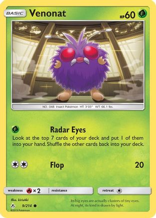 Venonat (9) 9/214 - SM Unbroken Bonds Reverse Holofoil