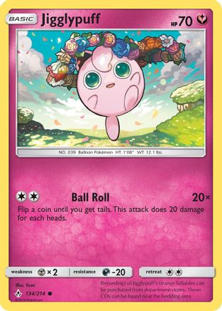 Jigglypuff 134/214 - SM Unbroken Bonds Reverse Holofoil