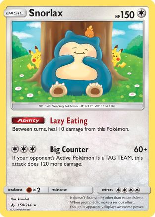 Snorlax 158/214 - SM Unbroken Bonds Reverse Holofoil