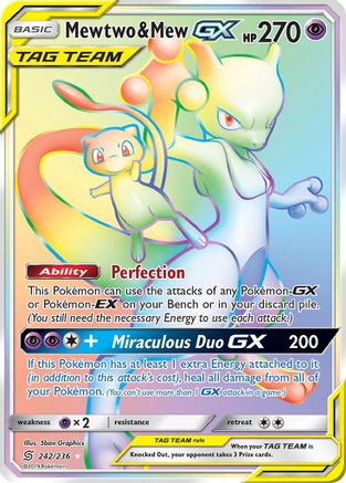 Mewtwo & Mew GX (Secret) 242/236 - SM Unified Minds Holofoil