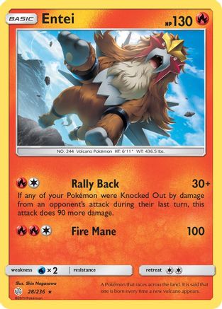 Entei 28/236 - SM Cosmic Eclipse Reverse Holofoil