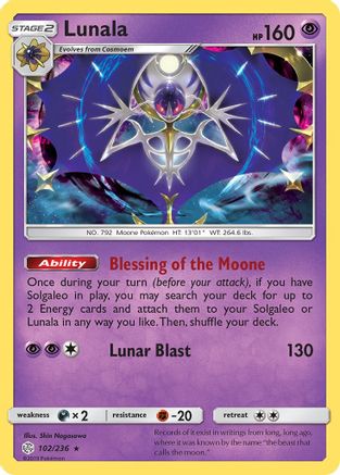 Lunala 102/236 - Cosmic Eclipse Reverse Holofoil