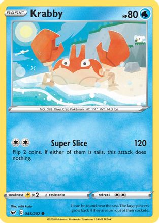 Krabby (043) 43/202 - SWSH01 Sword & Shield Base Set Reverse Holofoil
