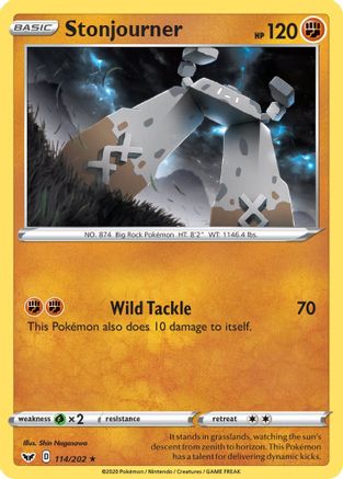 Stonjourner 114/202 - SWSH01 Sword & Shield Base Set Reverse Holofoil