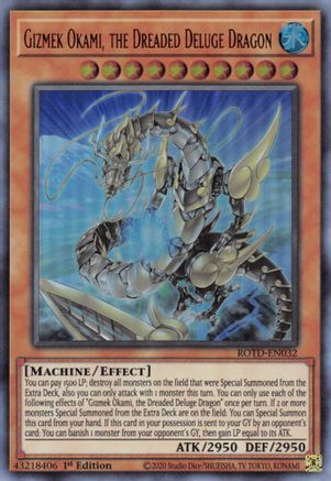 Gizmek Okami, the Dreaded Deluge Dragon - ROTD-EN032 - Rise of the Duelist 1st Edition