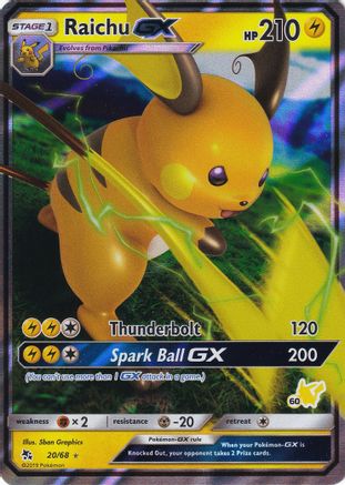 Raichu GX - 20/68 (#60 Pikachu Stamped) 20 - Battle Academy Holofoil