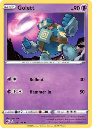 Golett 76/189 - SWSH03 Darkness Ablaze Reverse Holofoil