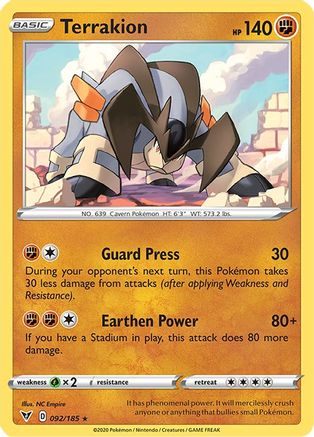Terrakion 92/185 - SWSH04 Vivid Voltage Reverse Holofoil