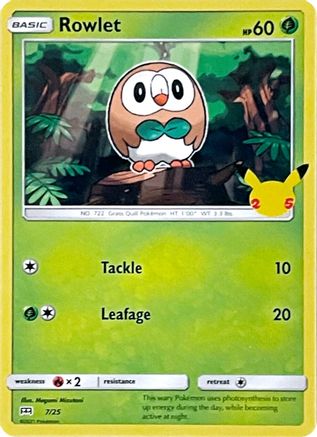 Rowlet - 7/25 7/25 - McDonalds 25th Anniversary Promos Holofoil