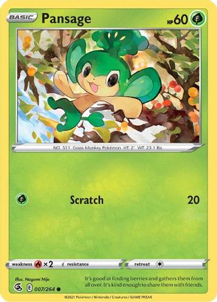 Pansage 7/264 - SWSH08 Fusion Strike Reverse Holofoil