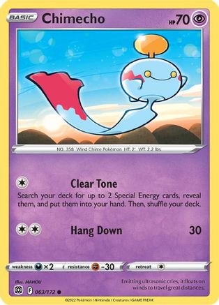 Chimecho 63/172 - SWSH09 Brilliant Stars Reverse Holofoil