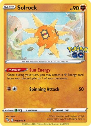 Solrock 39/78 - Pokemon GO Reverse Holofoil