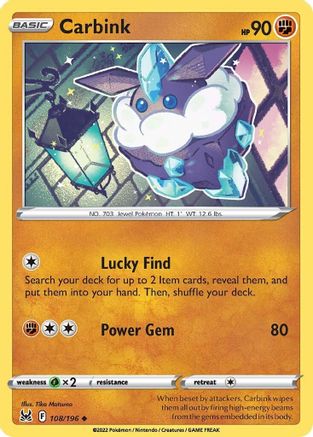 Carbink 108/196 - SWSH11 Lost Origin Reverse Holofoil