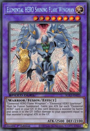 Elemental HERO Shining Flare Wingman (Secret Rare) - SGX3-ENI25 - Speed Duel GX: Duelists of Shadows 1st Edition