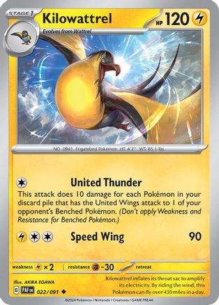 Kilowattrel - 022/091 22 - SV Paldean Fates Reverse Holofoil