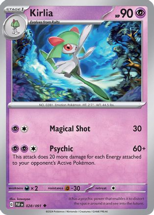 Kirlia - 028/091 28 - SV Paldean Fates Reverse Holofoil