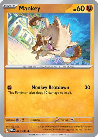 Mankey - 045/091 45 - SV Paldean Fates Reverse Holofoil