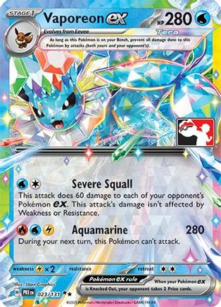 Vaporeon EX - 023/131 - Prize Pack Series Cards Holofoil