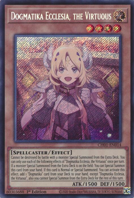 Dogmatika Ecclesia, the Virtuous (Secret Rare) (CH01-EN014) - THE CHRONICLES DECK: The Fallen & The Virtuous (All-Foil Edition) 1st Edition