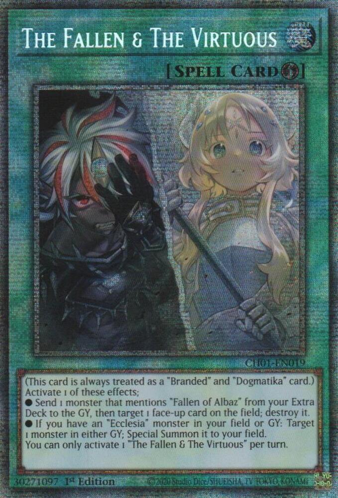 The Fallen & The Virtuous (Starlight Rare) (CH01-EN019) - THE CHRONICLES DECK: The Fallen & The Virtuous (All-Foil Edition) 1st Edition