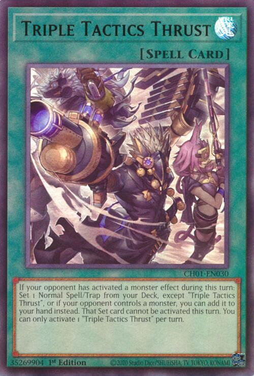 Triple Tactics Thrust (CH01-EN030) - THE CHRONICLES DECK: The Fallen & The Virtuous (All-Foil Edition) 1st Edition