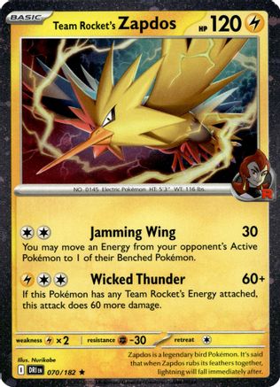 Team Rocket's Zapdos - 070/182 (Cosmos Holo) 70 - Miscellaneous Cards & Products Holofoil