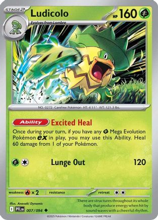 Ludicolo - 007/094 7 - ME02 Phantasmal Flames Reverse Holofoil