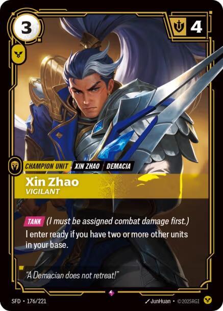 League of Legends RIFTBOUND Xin Zhao - Vigilant (SFD 176/221) Spiritforged