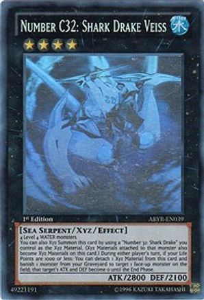 Number C32: Shark Drake Veiss (Ghost Rare) (ABYR-EN039) - Abyss Rising 1st Edition