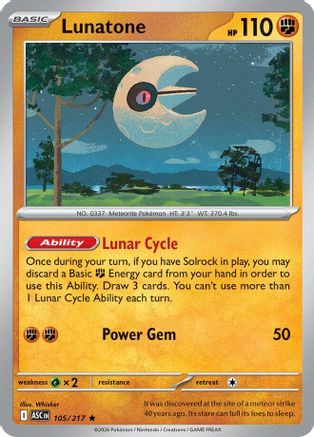 Lunatone - 105/217 - ME Ascended Heroes Reverse Holofoil