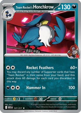 Team Rocket's Honchkrow 127 - ME Ascended Heroes Reverse Holofoil